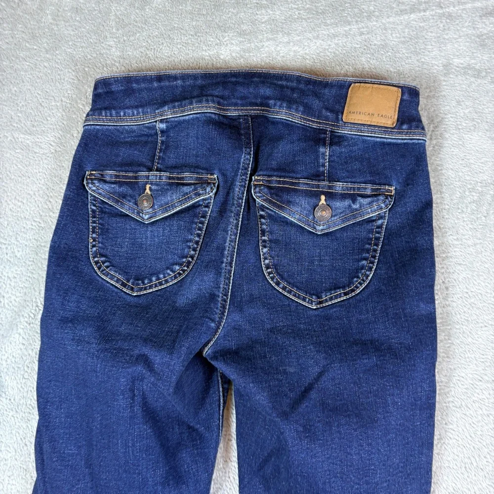 American Eagle Jeans‎ Women 0 (Fits 26x29) Kick Boot Dark Wash Stretch Whiskered